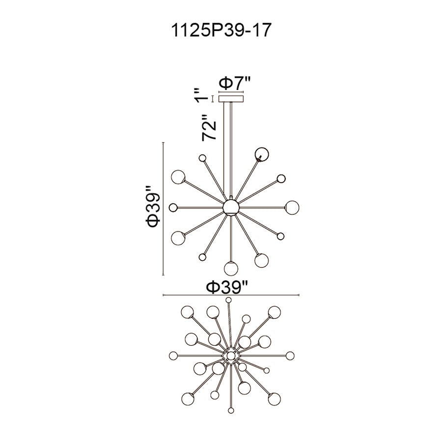 17 Light Chandelier, Polished Nickel