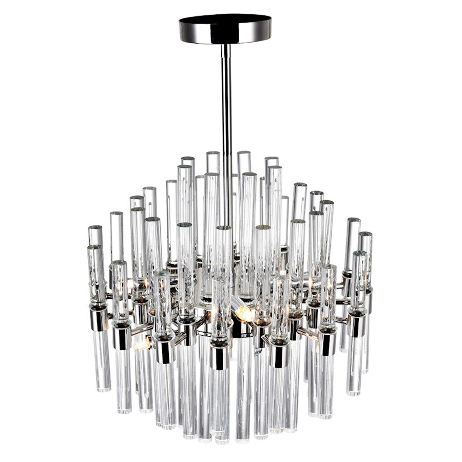 8 Light Chandelier, Polished Nickel