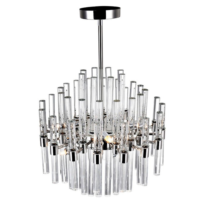 CWI Miroir 8 Light Chandelier, Polished Nickel/Clear