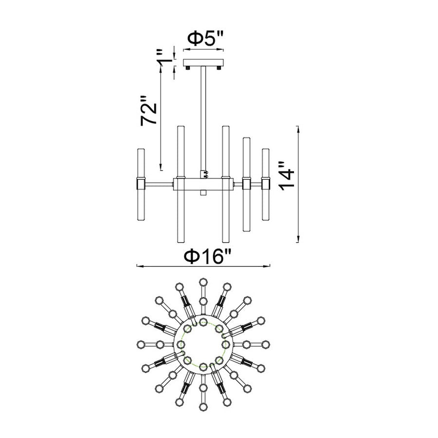 8 Light Chandelier, Polished Nickel