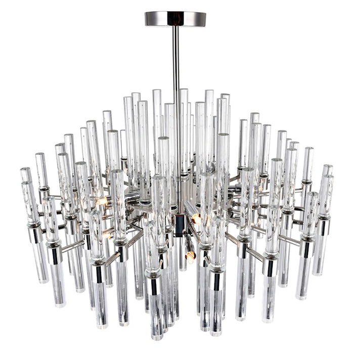 CWI Miroir 10 Light Chandelier, Polished Nickel/Clear