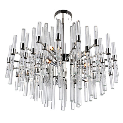 10 Light Chandelier, Polished Nickel