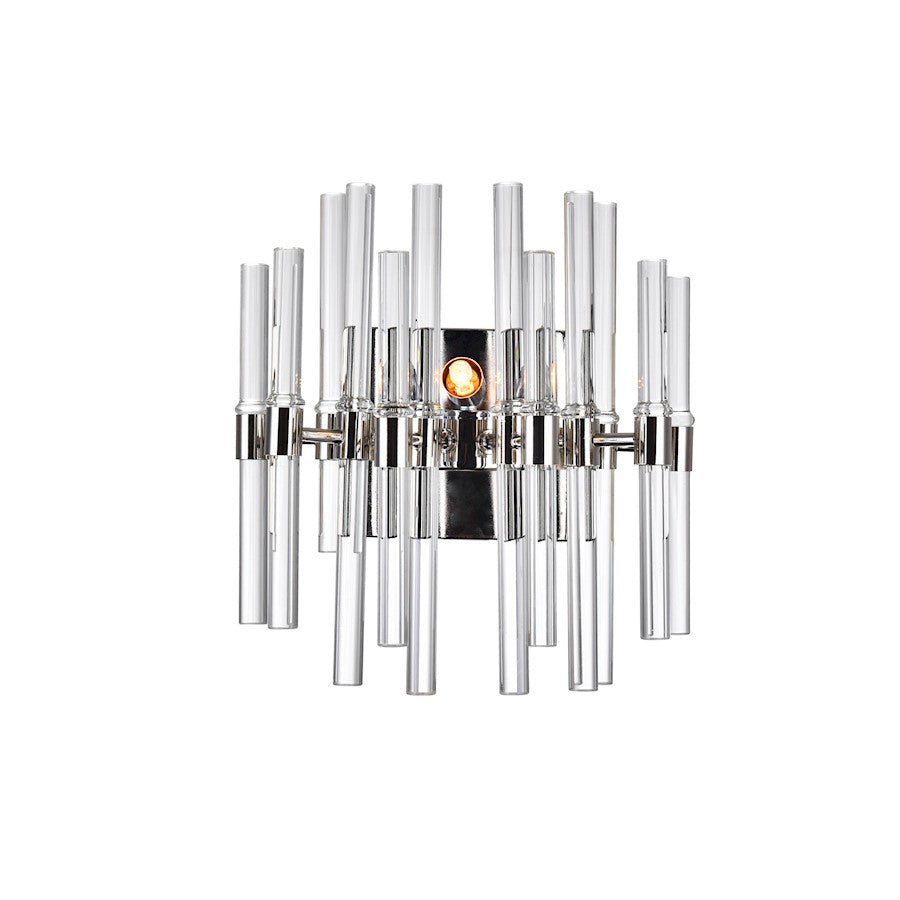 CWI Lighting Miroir 2 Light Wall Light, Polished Nickel/Clear - 1137W10-1-613