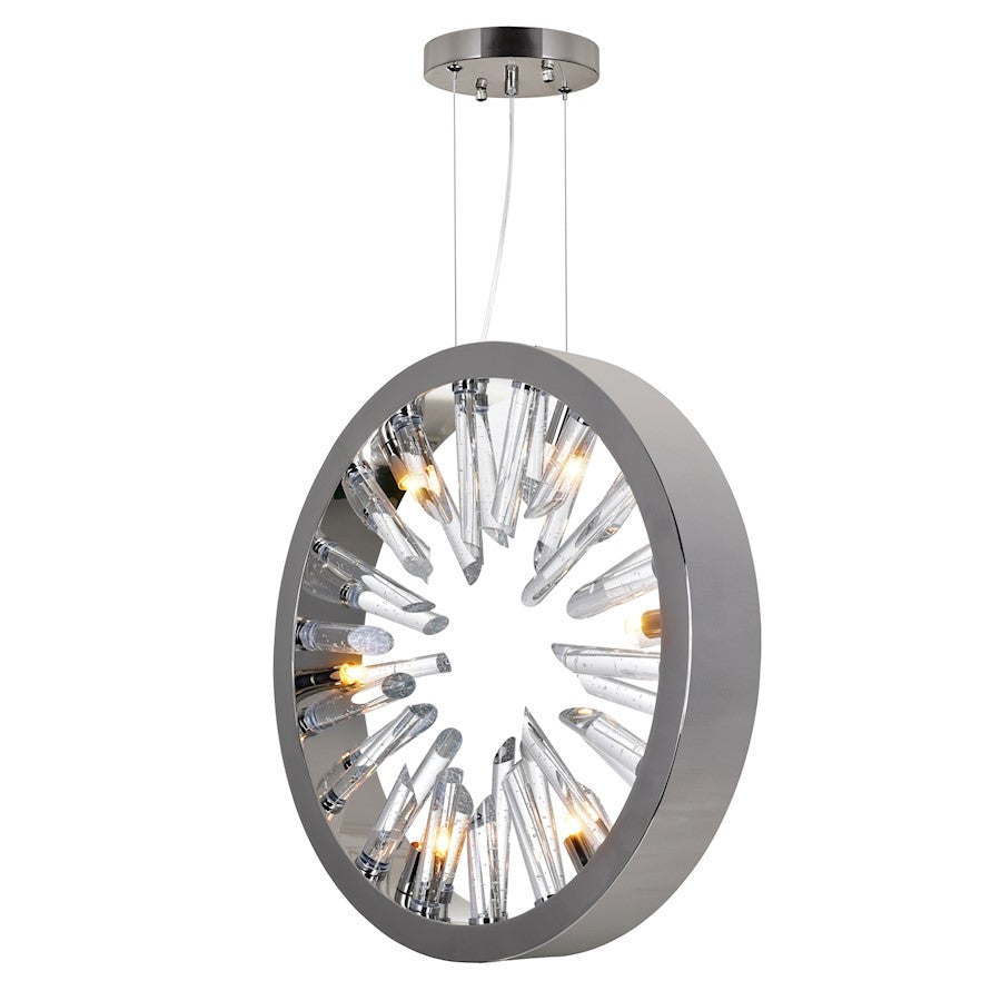 6 Light Chandelier, Polished Nickel