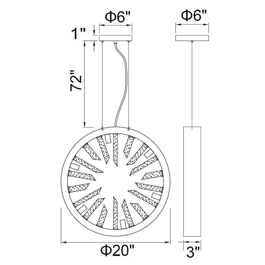 6 Light Chandelier, Polished Nickel