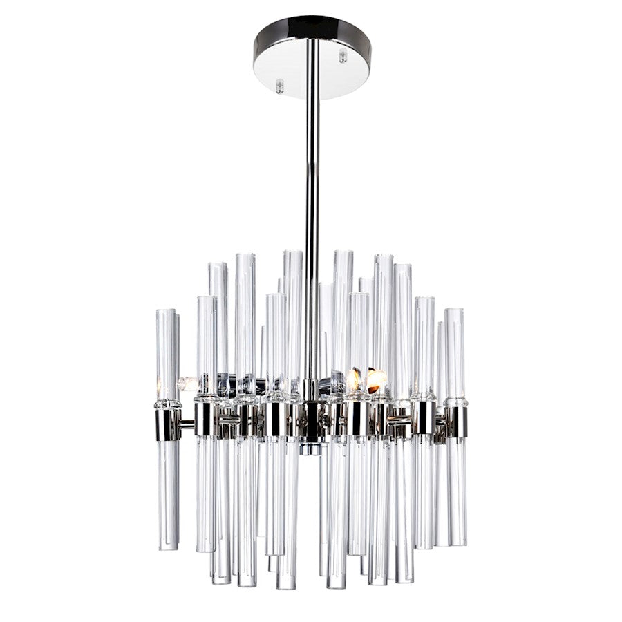 9 Light Chandelier, Polished Nickel