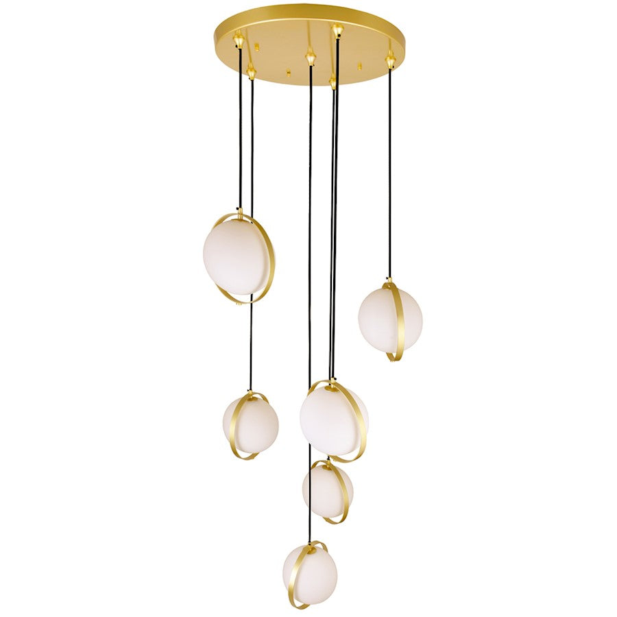 6 Light Pendant, Medallion Gold