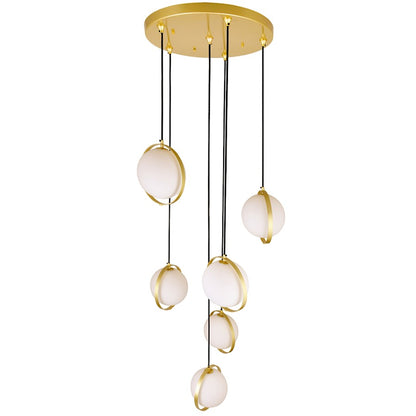 6 Light Pendant, Medallion Gold