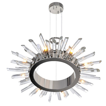 8 Light Chandelier, Polished Nickel