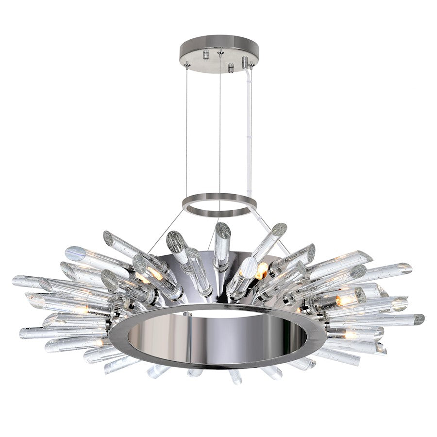 8 Light Chandelier, Polished Nickel