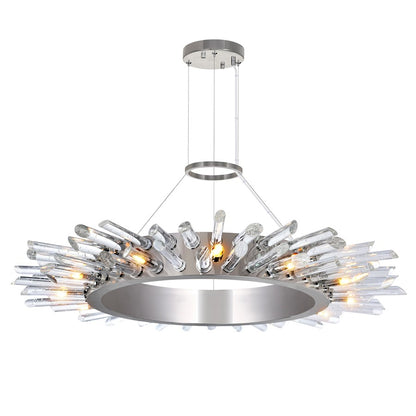 12 Light Chandelier, Polished Nickel