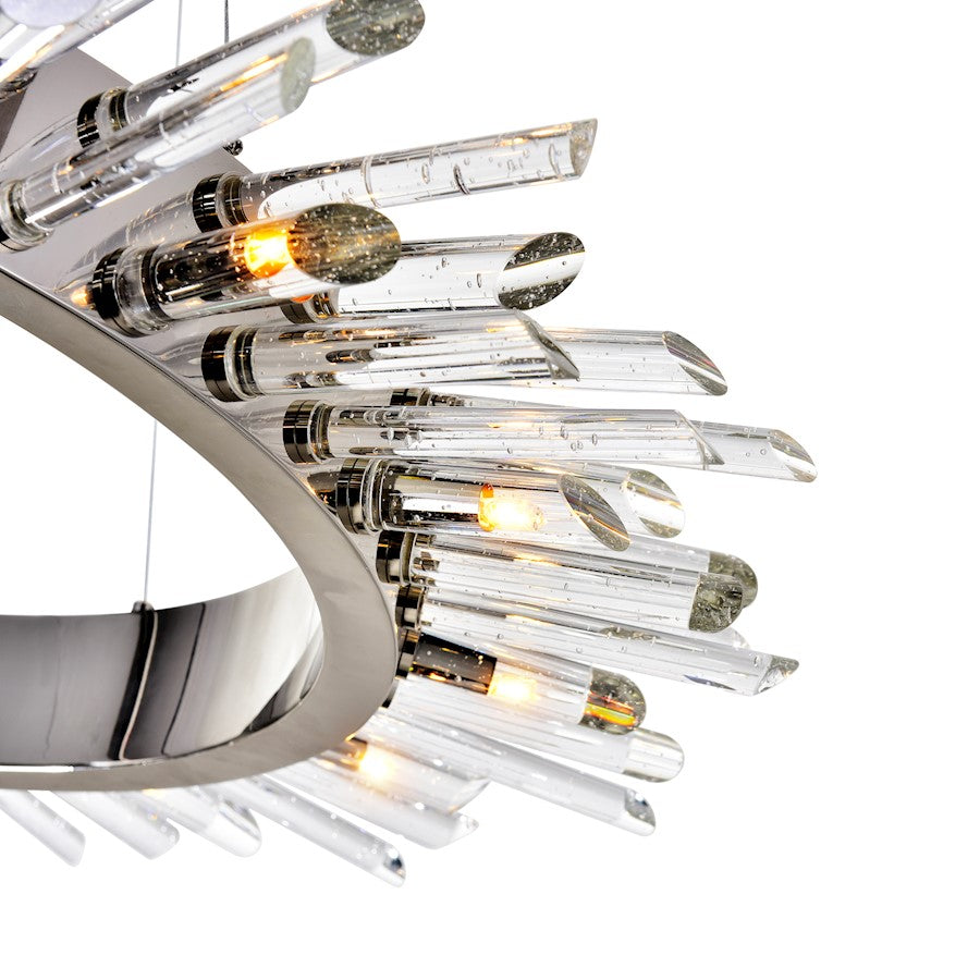 18 Light Chandelier, Polished Nickel