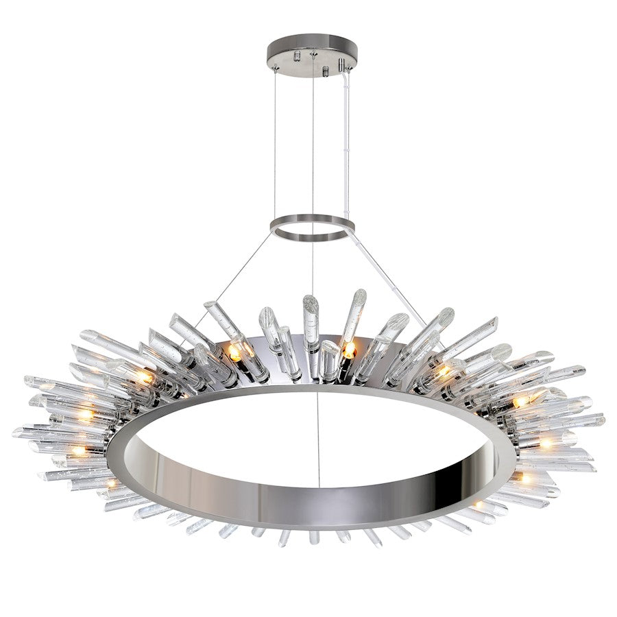 15 Light Chandelier, Polished Nickel