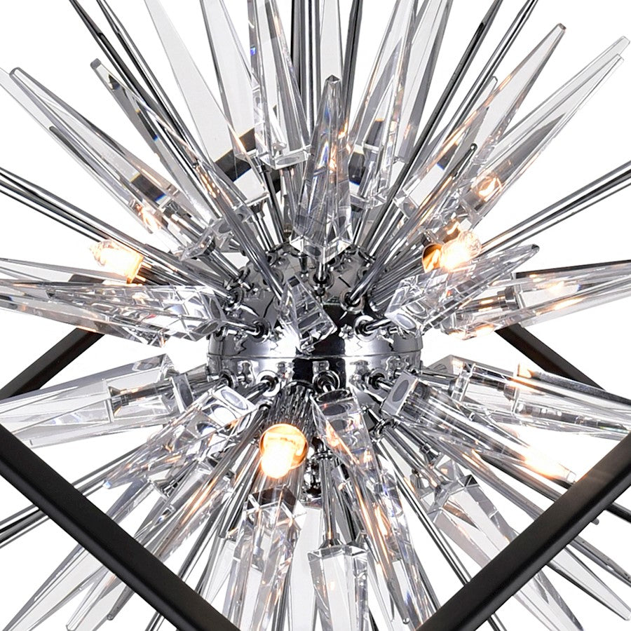 6 Light Down Chandelier, Chrome