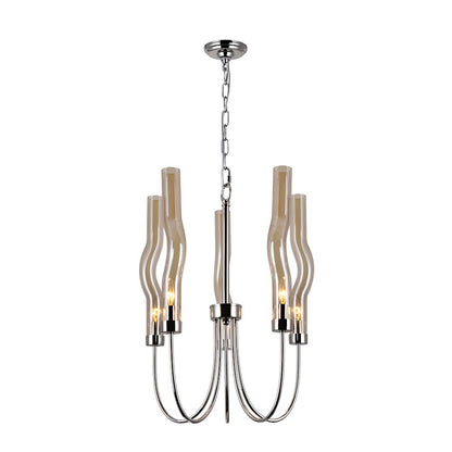 CWI Meduse 5 Light Up Chandelier, Polished Nickel/Champagne - 1203P16-5-613