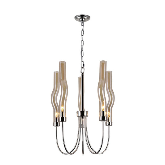 CWI Meduse 5 Light Up Chandelier, Polished Nickel/Champagne - 1203P16-5-613