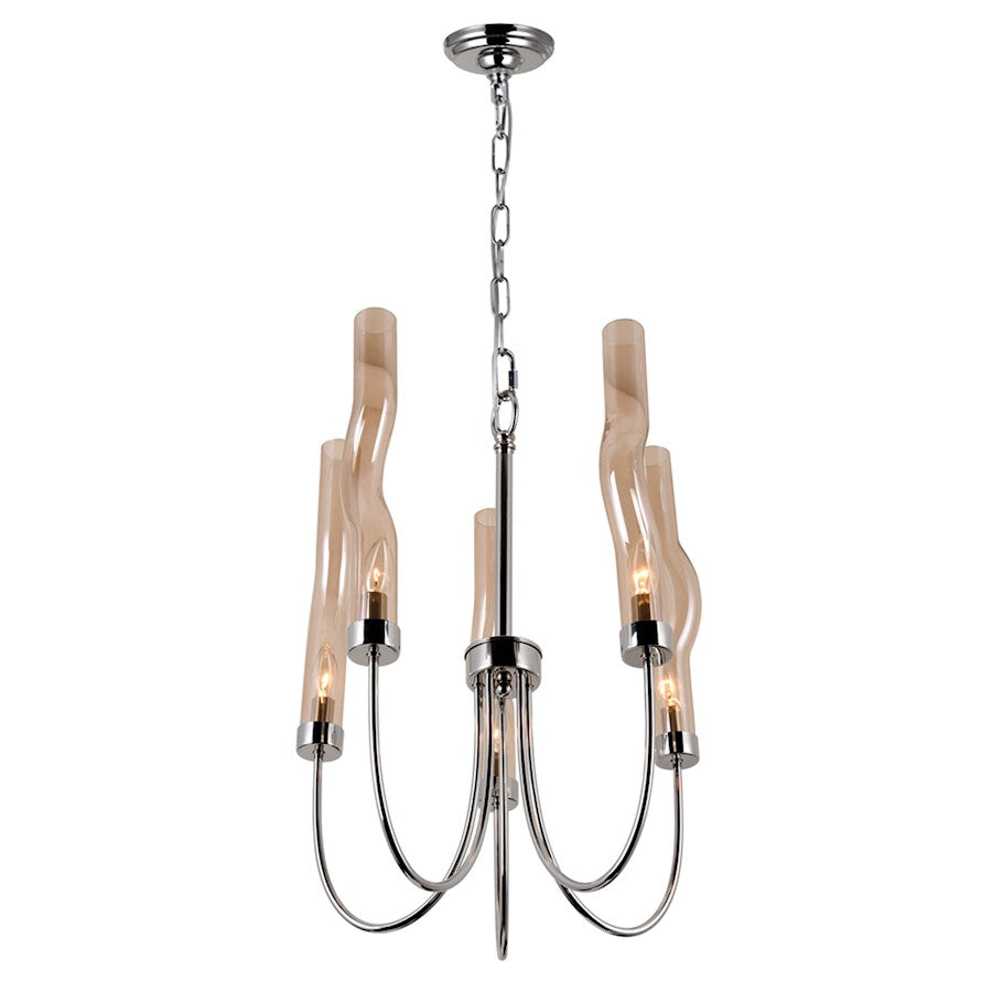 5 Light Up Chandelier, Polished Nickel