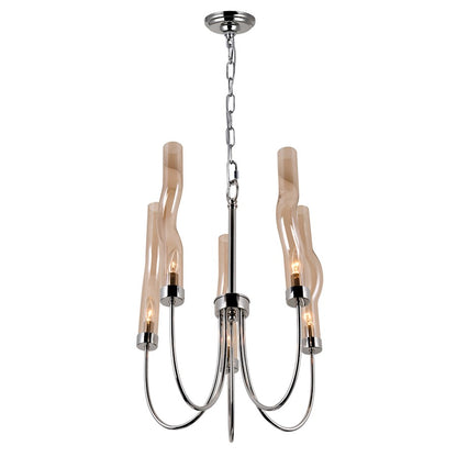 5 Light Up Chandelier, Polished Nickel