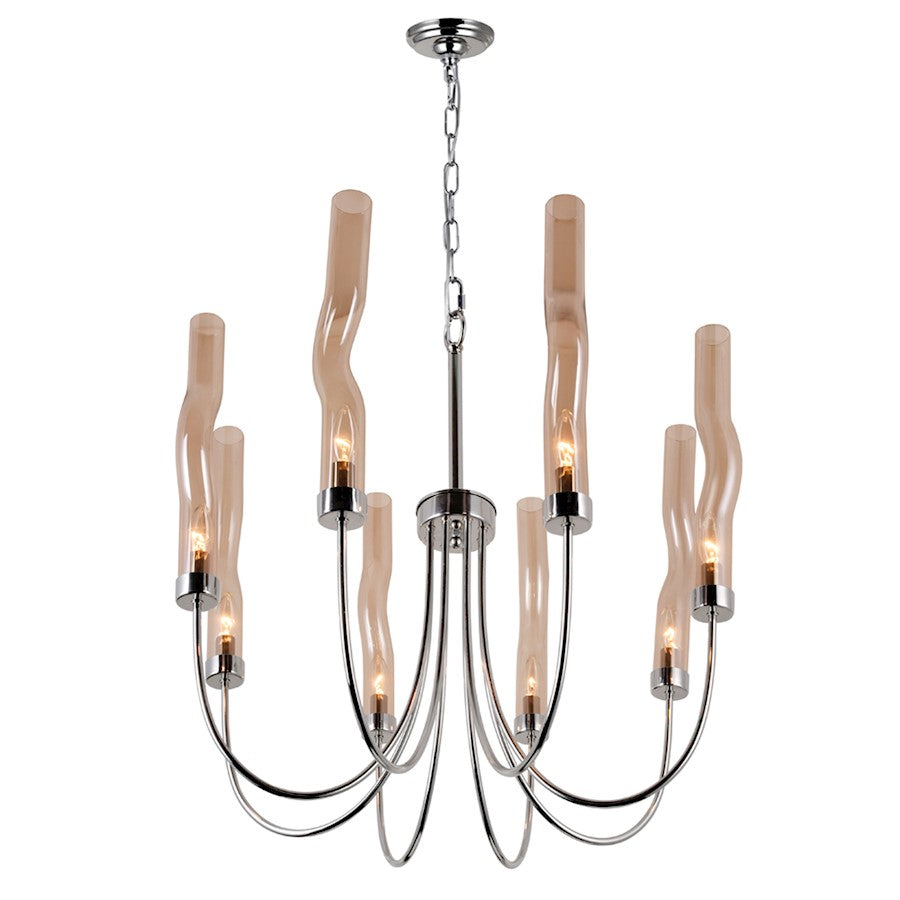 8 Light Up Chandelier, Polished Nickel