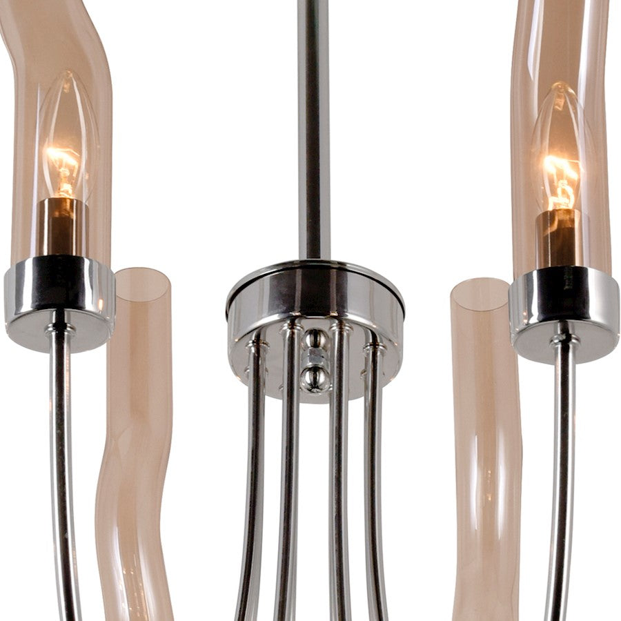 8 Light Up Chandelier, Polished Nickel