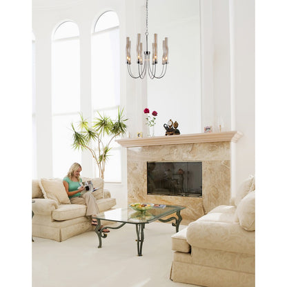 8 Light Up Chandelier, Polished Nickel