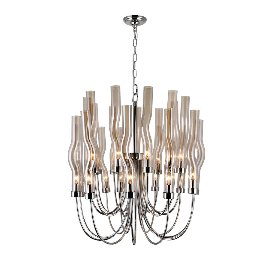 CWI Meduse 22 Light Up Chandelier, Polished Nickel/Champagne - 1203P29-22-613