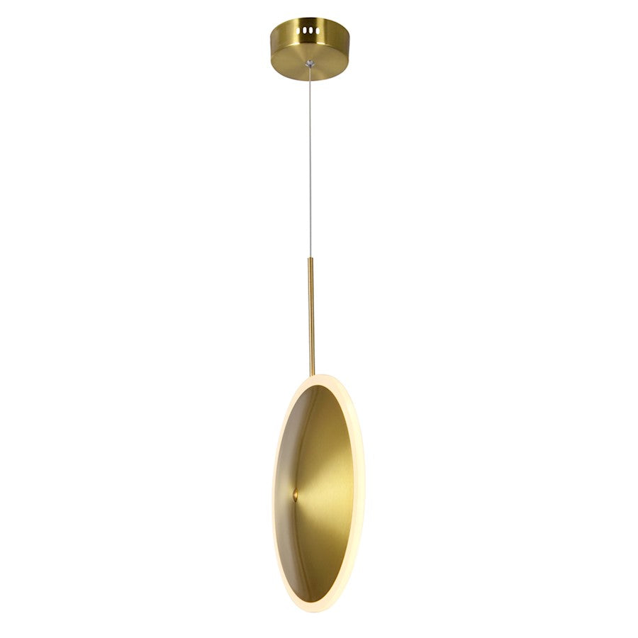 12" Down Mini Pendant, Brass