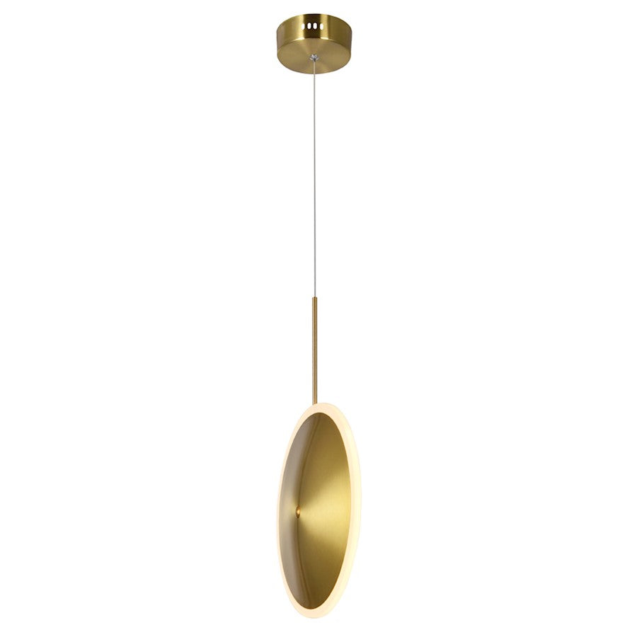 8" Down Mini Pendant, Brass