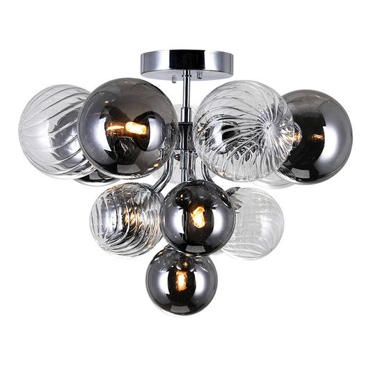 CWI Lighting Pallocino 6 Light Flush Mount, Chrome/Clear/Smoke - 1205C16-6-601