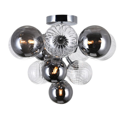 CWI Lighting Pallocino 6 Light Flush Mount, Chrome/Clear/Smoke