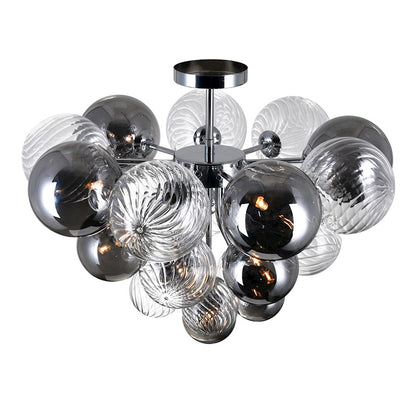 CWI Pallocino 10 Light Flush Mount, Chrome/Clear/Smoke