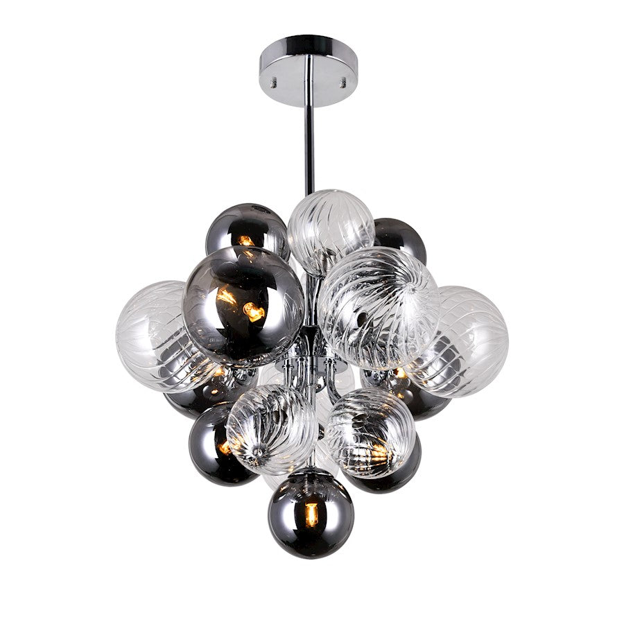 CWI Pallocino 8 Light Down Chandelier, Chrome/Clear/Smoke - 1205P16-8-601