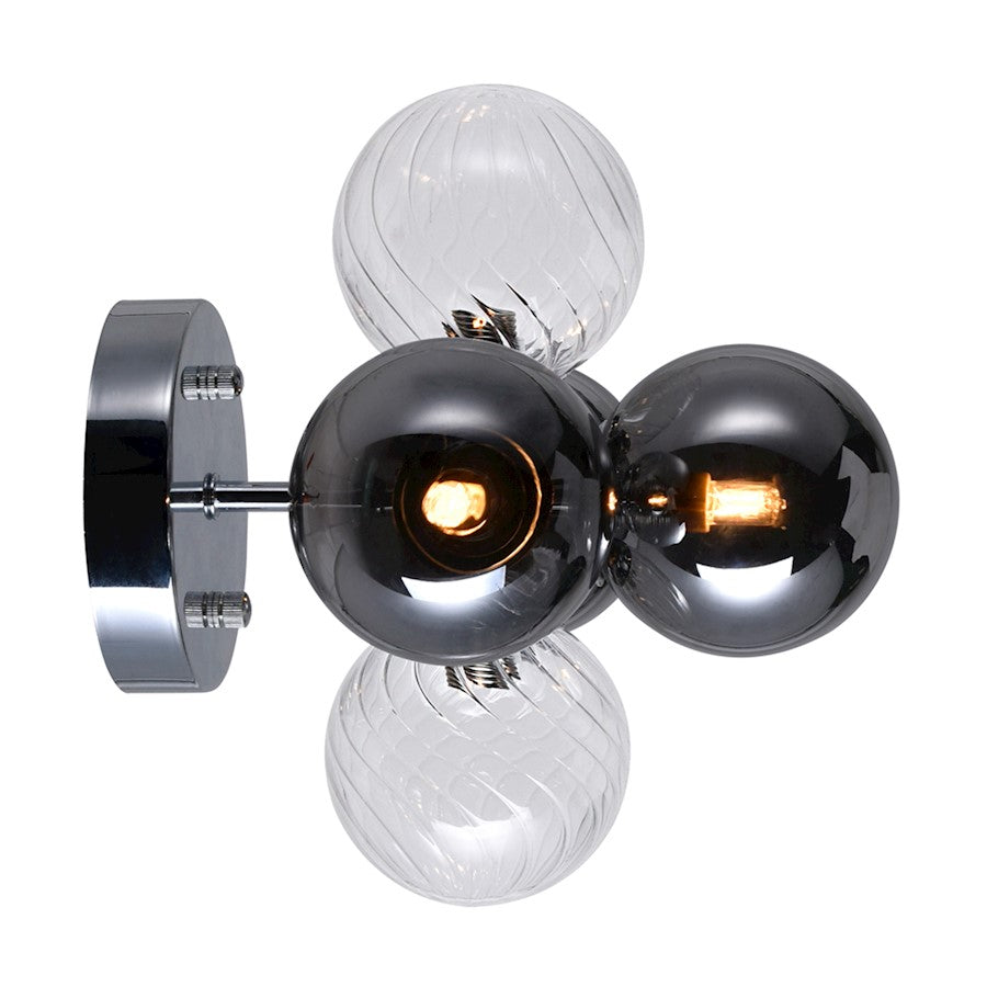 Pallocino 3 Light Wall Sconce, Chrome/Clear/Smoke