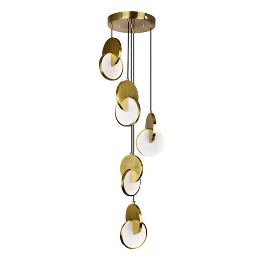 CWI Lighting Tranche 18" Multi Point Pendant, Brushed Brass - 1206P18-5-629