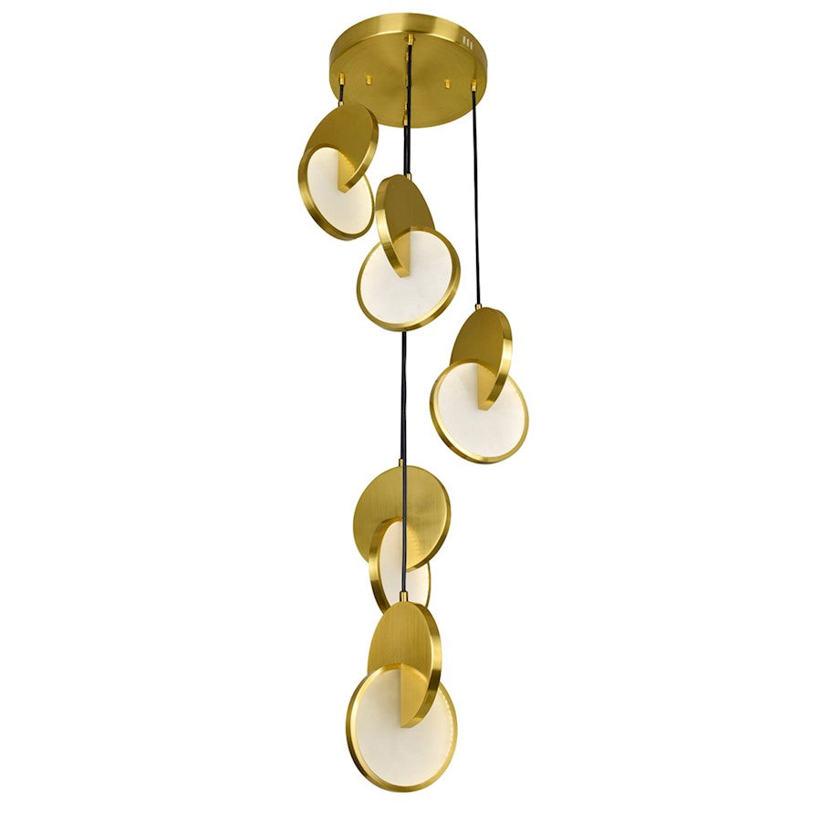 18" Multi Point Pendant, Brushed Brass