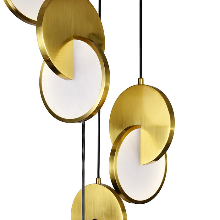 CWI Lighting Tranche 18" Multi Point Pendant, Brushed Brass