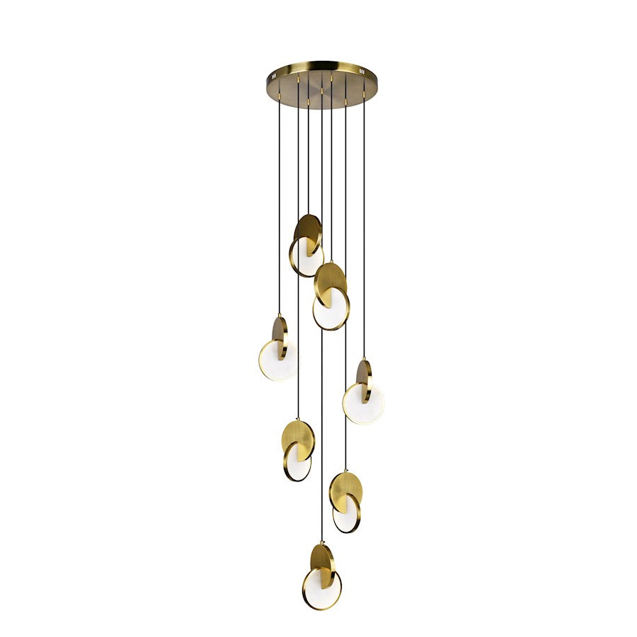 24" Multi Point Pendant, Brushed Brass