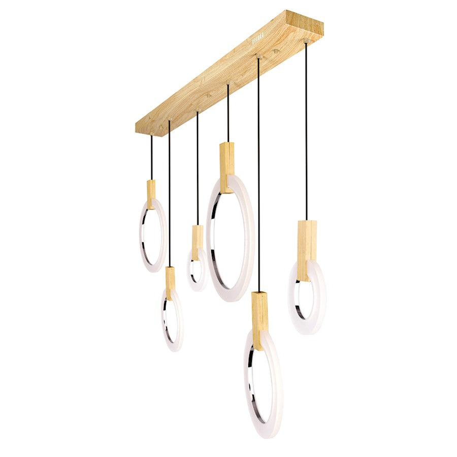 Anello 52" Chandelier, White Oak