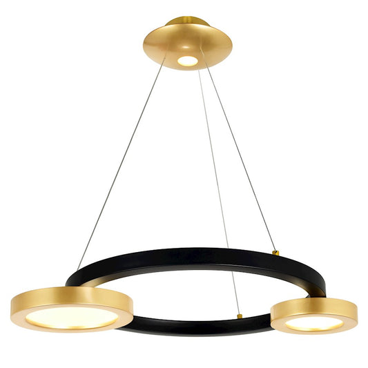 CWI Lighting Deux Lunes Down 20" Chandelier, Sun Gold/Black - 1215P20-2-625