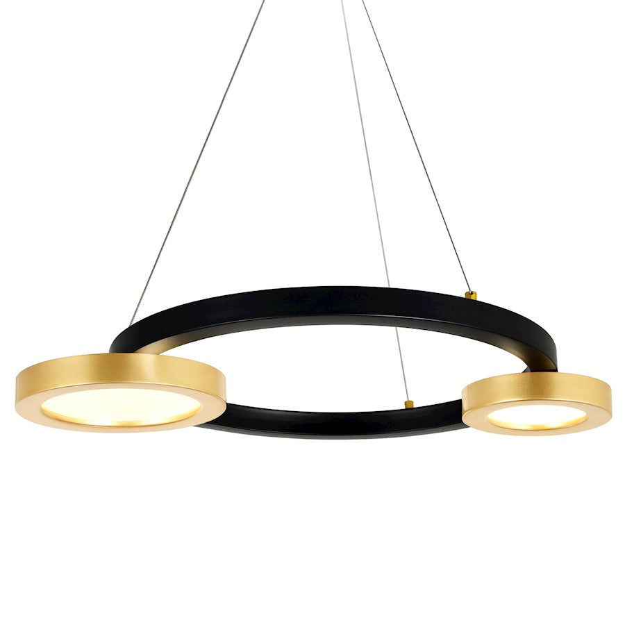 Deux Lunes Down 20" Chandelier, Sun Gold