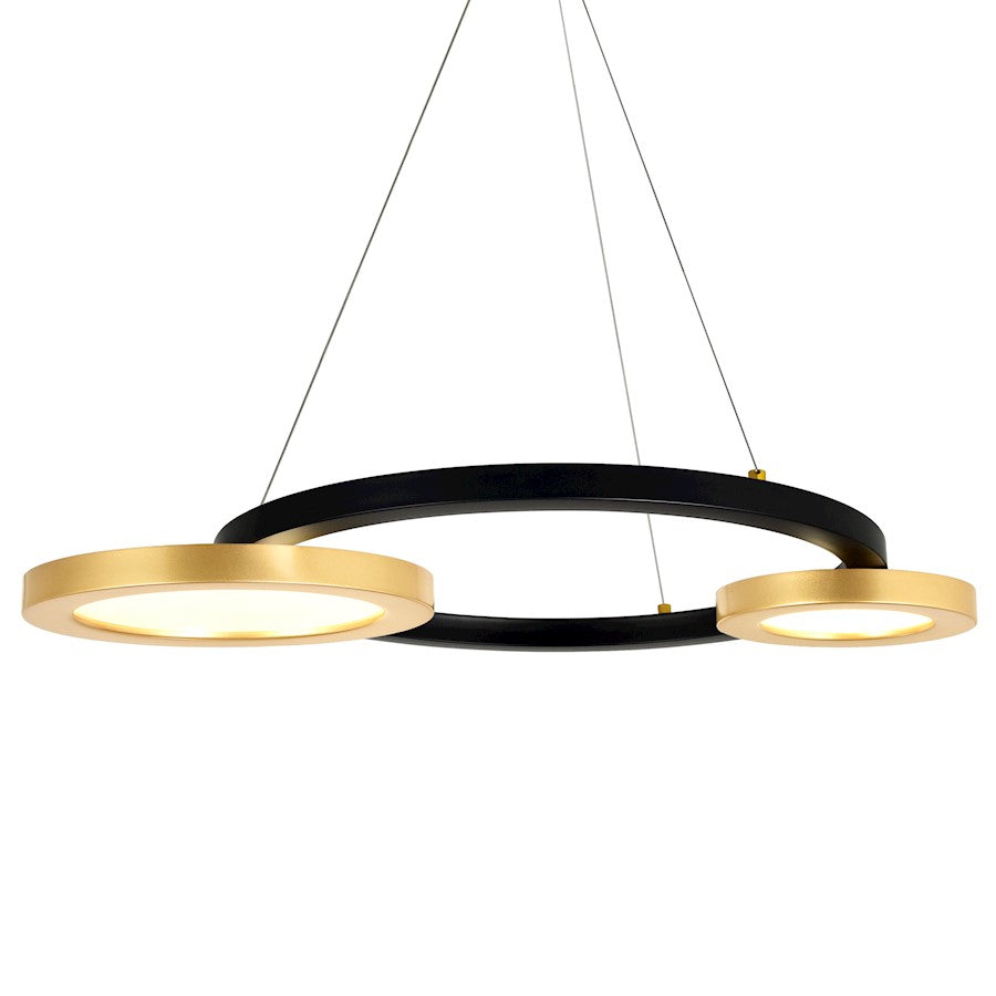 Deux Lunes Down 29" Chandelier, Sun Gold