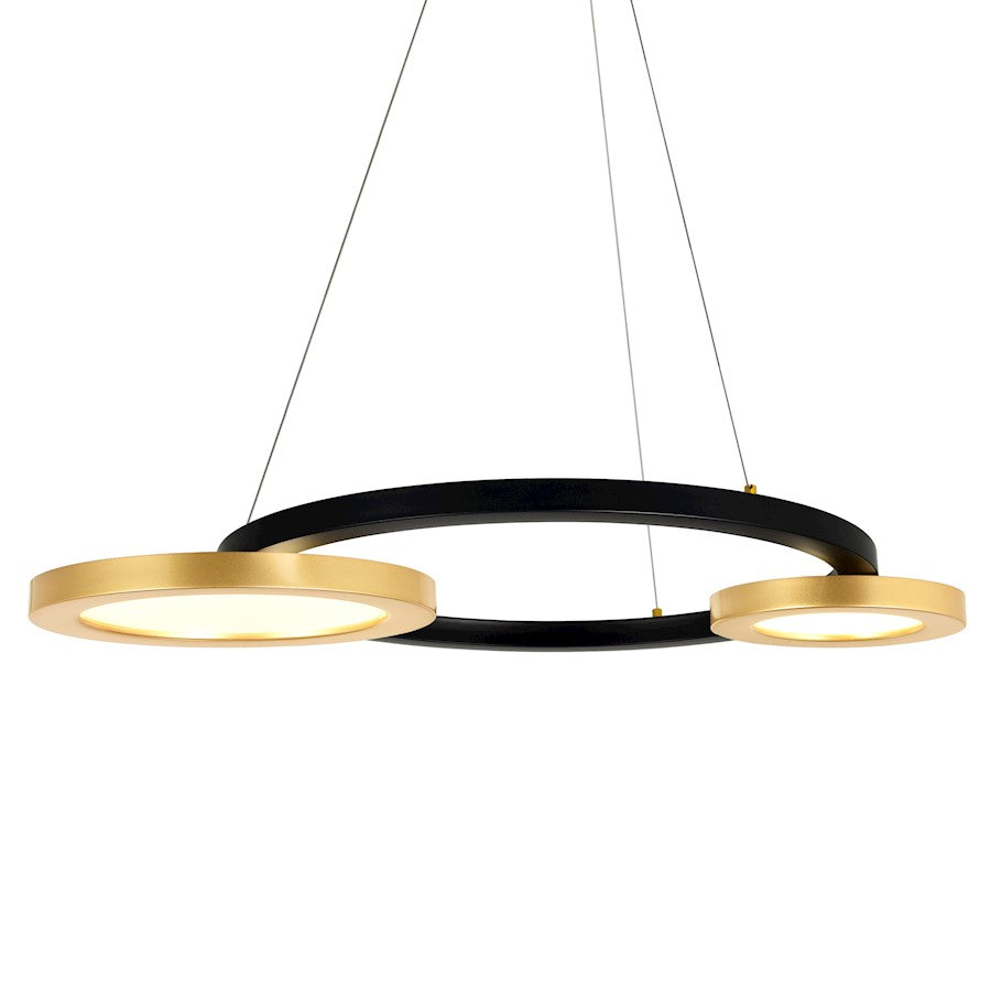 Deux Lunes Down 37" Chandelier, Sun Gold