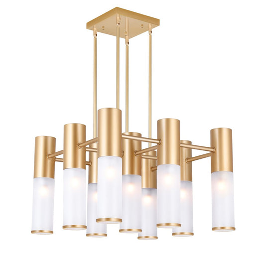 CWI Lighting Pipes 16 Light Down Chandelier, Sun Gold/Frosted - 1221P20-16-625