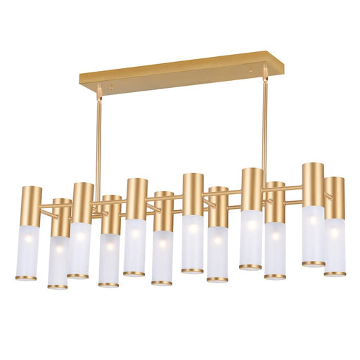 CWI Lighting Pipes 12 Light Chandelier, Sun Gold/Frosted - 1221P32-12-625