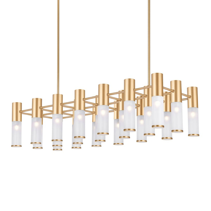 CWI Lighting Pipes 21 Light Chandelier, Sun Gold/Frosted