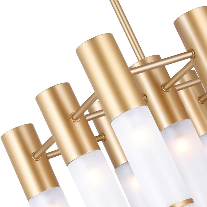 CWI Lighting Pipes 21 Light Chandelier, Sun Gold/Frosted