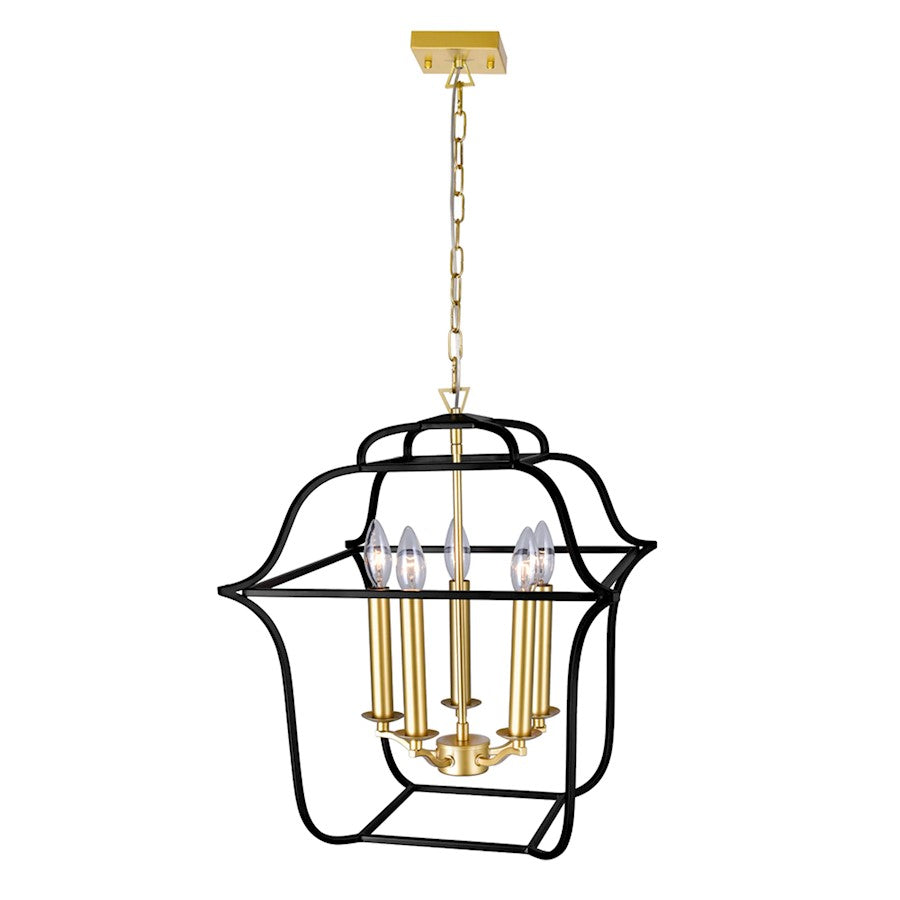 5 Light Up Chandelier, Satin Gold