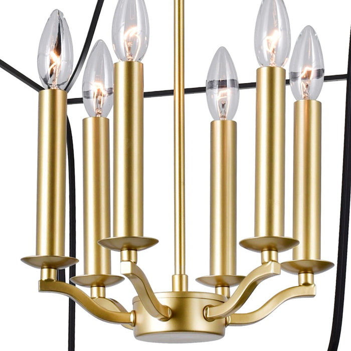 CWI Lighting Tudor 6 Light Up Chandelier, Satin Gold/Black