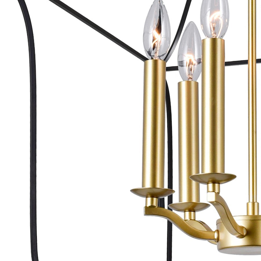 6 Light Up Chandelier, Satin Gold