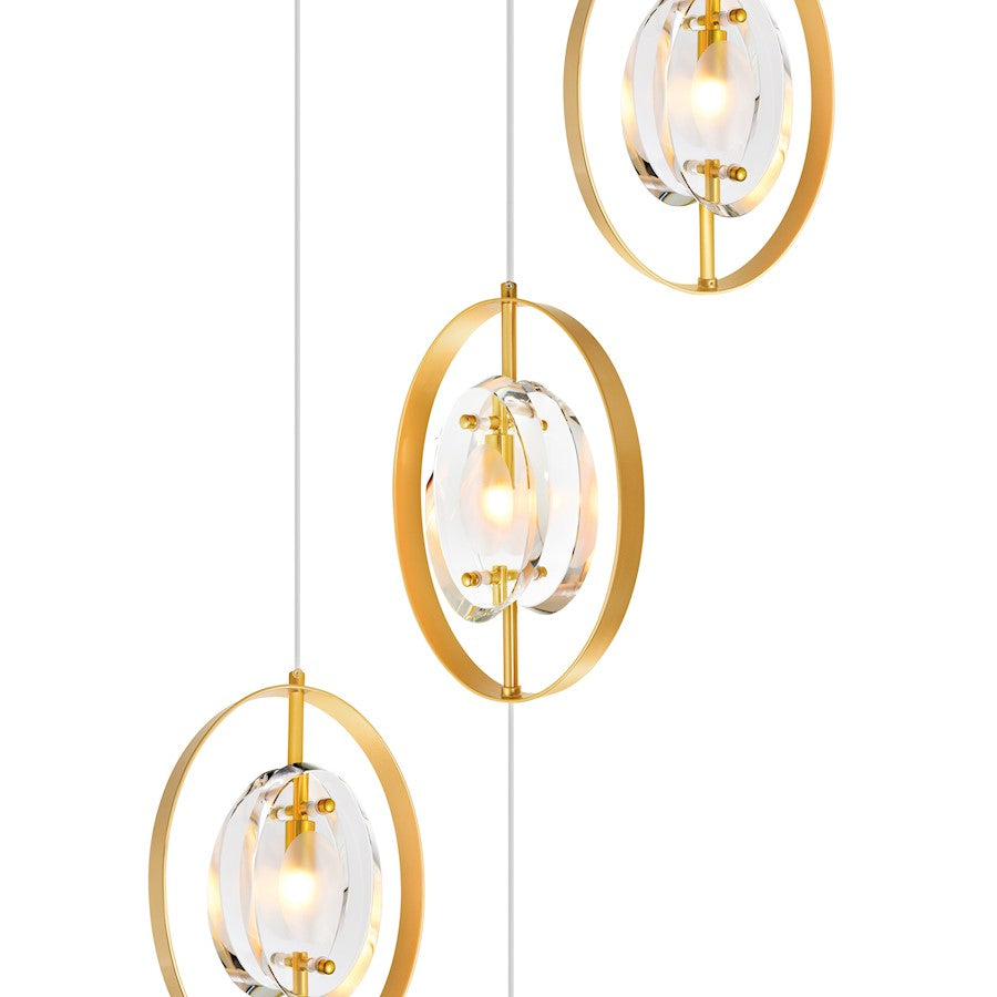 6 Light Multi Point Pendant, Sun Gold